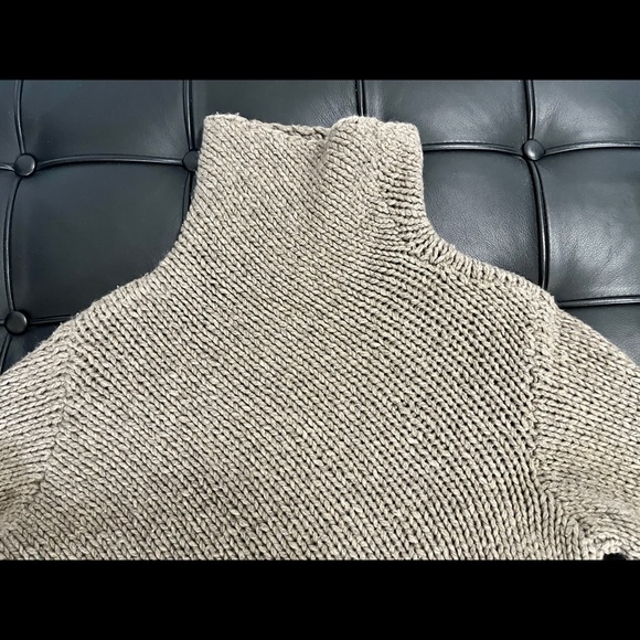 Calvin Klein Wool Blend Diagonal Knit Turtleneck Sweater in Greige - Picture 4 of 6